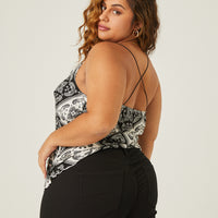 Curve Paisley Bandana Print Tank Plus Size Tops -2020AVE