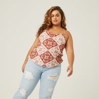 Curve Paisley Bandana Print Tank Plus Size Tops -2020AVE