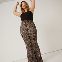 Curve Paisley Patterned Pants Plus Size Bottoms -2020AVE
