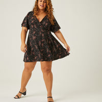 Curve Paisley Print Wrap Dress Plus Size Dresses -2020AVE