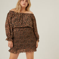 Curve Paisley Smocked Mini Dress Plus Size Dresses -2020AVE