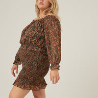 Curve Paisley Smocked Mini Dress Plus Size Dresses -2020AVE