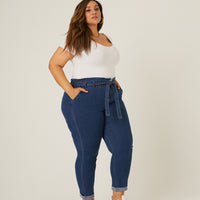 Curve Paper Bag Jeans Plus Size Bottoms -2020AVE