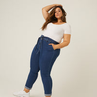 Curve Paper Bag Jeans Plus Size Bottoms -2020AVE