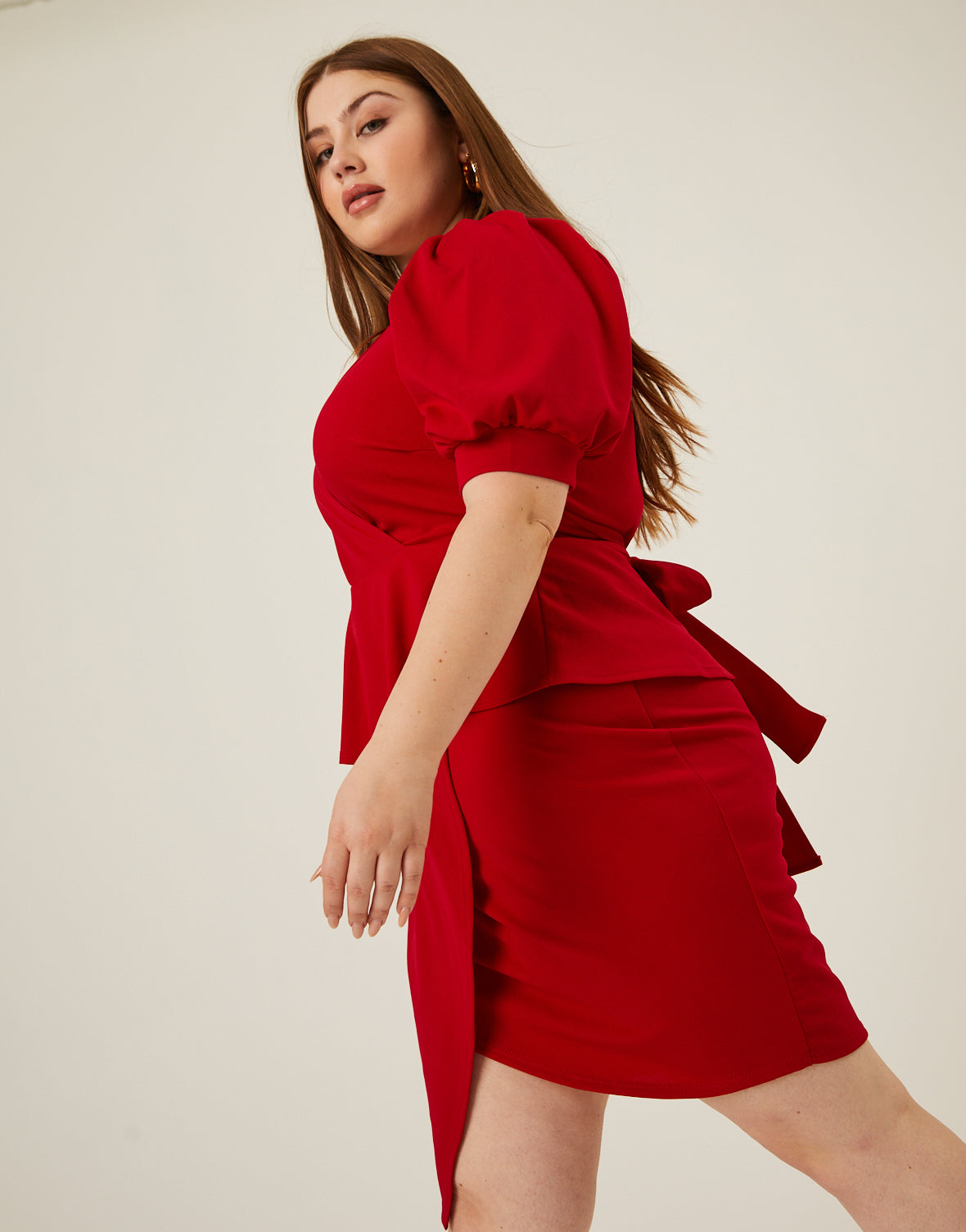 Plus Size Peplum Tie Belt Dress – 2020AVE