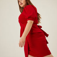 Curve Peplum Tie Belt Dress Dresses -2020AVE