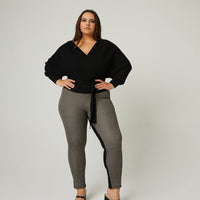 Curve Plaid Contrast Pants Plus Size Bottoms -2020AVE