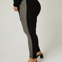 Curve Plaid Contrast Pants Plus Size Bottoms -2020AVE