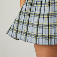 Curve Plaid Pleated Skirt Plus Size Bottoms -2020AVE