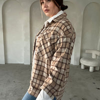 Curve Plaid Shacket with Pockets Plus Size Outerwear -2020AVE