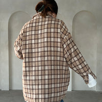 Curve Plaid Shacket with Pockets Plus Size Outerwear -2020AVE