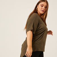 Curve Plain and Simple Twist Back Tee Plus Size Tops -2020AVE