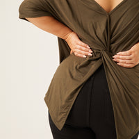 Curve Plain and Simple Twist Back Tee Plus Size Tops -2020AVE