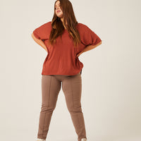 Curve Plain and Simple Twist Back Tee Plus Size Tops -2020AVE