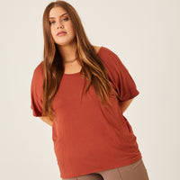 Curve Plain and Simple Twist Back Tee Plus Size Tops -2020AVE