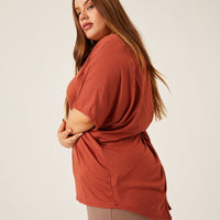 Curve Plain and Simple Twist Back Tee Plus Size Tops Rust 1XL -2020AVE