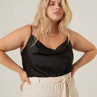 Curve Prima Donna Satin Tank Plus Size Tops Black 1XL -2020AVE