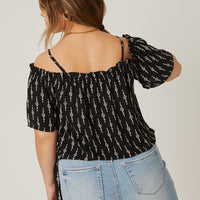 Curve Printed Pattern Off Shoulder Top Plus Size Tops -2020AVE