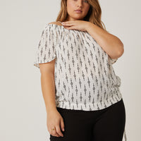 Curve Printed Pattern Off Shoulder Top Plus Size Tops -2020AVE