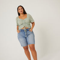 Curve Puff Sleeve Floral Top Plus Size Tops -2020AVE