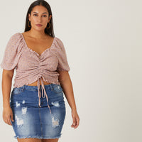 Curve Puff Sleeve Floral Top Plus Size Tops -2020AVE