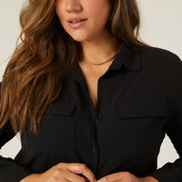 Curve Relaxed Button Up Shirt Plus Size Tops -2020AVE