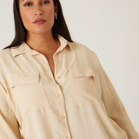 Curve Relaxed Button Up Shirt Plus Size Tops -2020AVE