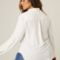 Curve Relaxed Button Up Shirt Plus Size Tops -2020AVE