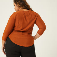 Curve Rib Knit 3/4 Top Plus Size Tops -2020AVE