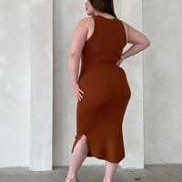 Curve Rib Knit Bodycon Midi Dress Plus Size Dresses -2020AVE