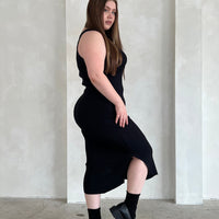 Curve Rib Knit Bodycon Midi Dress Plus Size Dresses -2020AVE