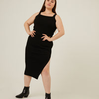 Curve Rib Knit Matching Set Plus Size Matching Sets Black 1XL -2020AVE