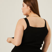 Curve Rib Knit Tank Plus Size Tops -2020AVE