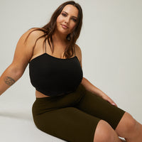 Curve Ribbed Bike Shorts Plus Size Bottoms -2020AVE