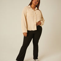 Curve Ribbed Flare Pants Plus Size Bottoms -2020AVE