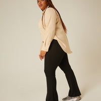 Curve Ribbed Flare Pants Plus Size Bottoms -2020AVE