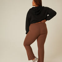 Curve Ribbed Flare Pants Plus Size Bottoms -2020AVE