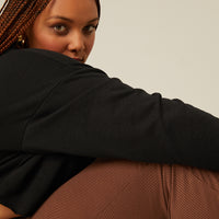 Curve Ribbed Flare Pants Plus Size Bottoms -2020AVE