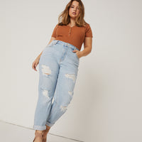 Curve Ribbed Snap Bodysuit Plus Size Tops -2020AVE