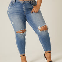 Curve Ripped Skinny Mom Jeans Plus Size Bottoms -2020AVE