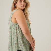 Curve Roses Floral Tank Plus Size Tops -2020AVE