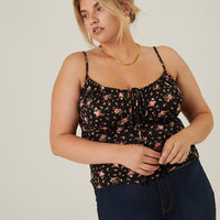 Curve Roses Gathered Tank Plus Size Tops -2020AVE