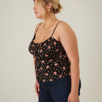 Curve Roses Gathered Tank Plus Size Tops -2020AVE
