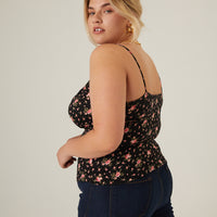 Curve Roses Gathered Tank Plus Size Tops -2020AVE