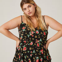 Curve Roses Spaghetti Strap Tank Plus Size Tops -2020AVE