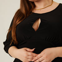 Curve Ruched 3/4 Sleeve Dress Plus Size Dresses -2020AVE