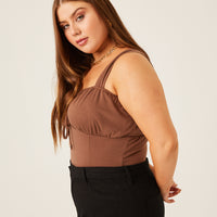 Curve Ruched Bust Tank Plus Size Tops -2020AVE