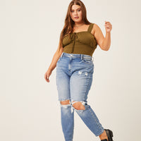 Curve Ruched Bust Tank Plus Size Tops -2020AVE
