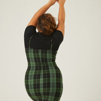 Curve Plaid Straight Neck Mini Dress Plus Size Dresses -2020AVE