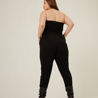 Curve Ruched Knit Jumpsuit Plus Size Rompers + Jumpsuits -2020AVE